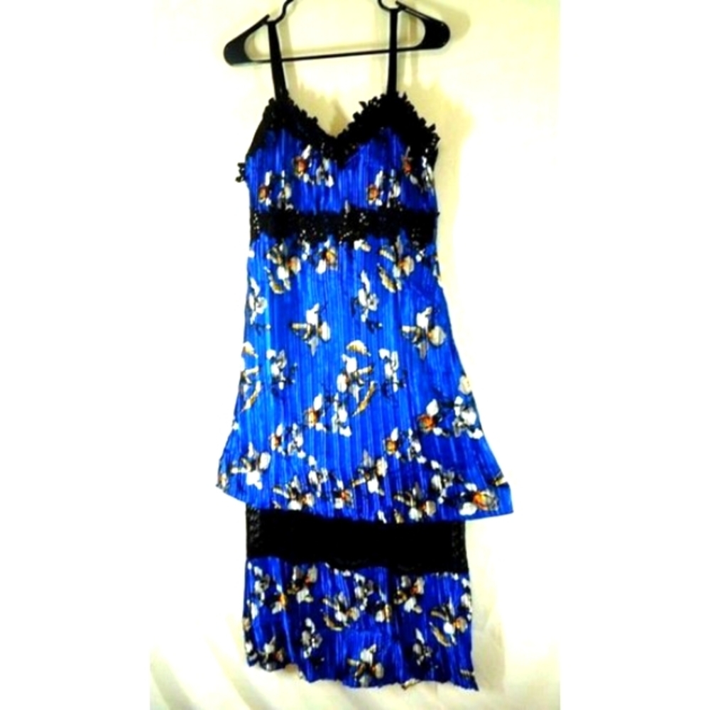 FOXIEDOX Lace Midi Dress Blue Floral Flowers Women Teen New NWT 6 MenWomenStyles - Picture 2 of 12